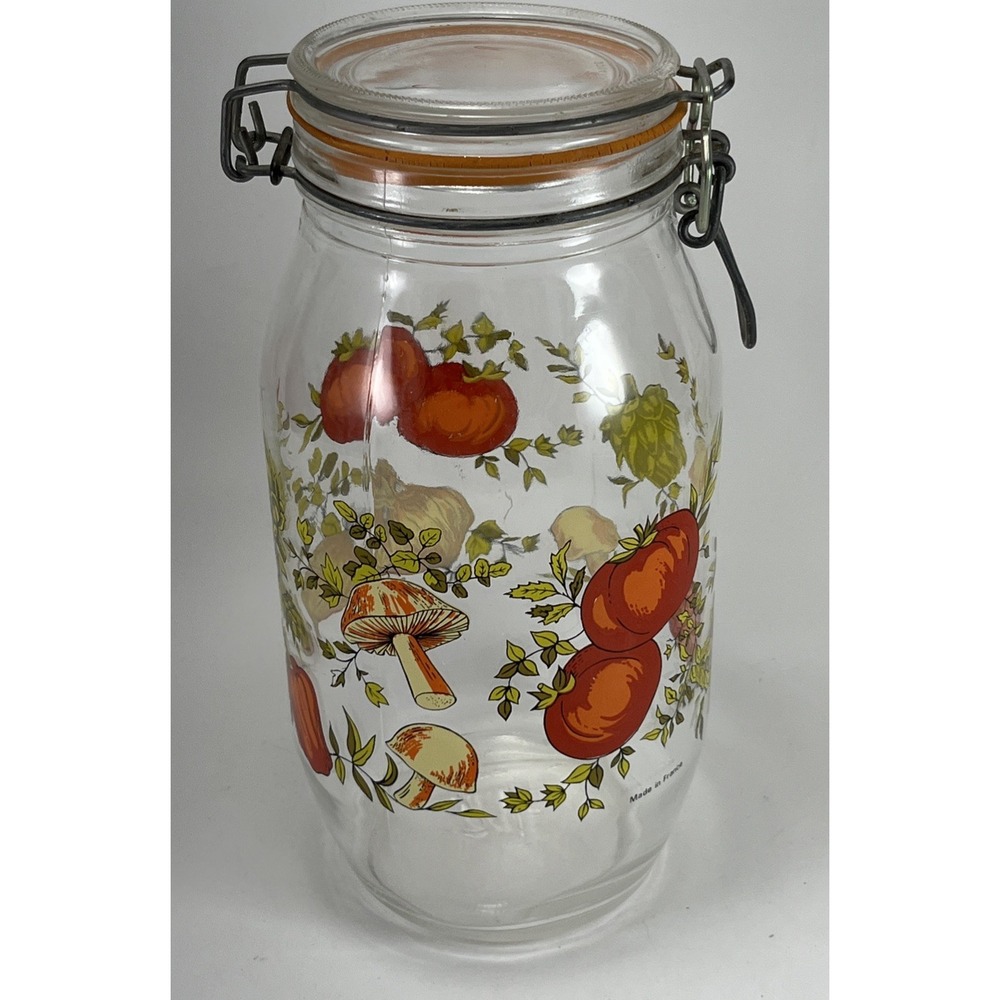 Vintage ARC SPICE of LIFE 2L Glass Jar Canister France Mushroom Cottagecore Boho - Picture 2 of 16